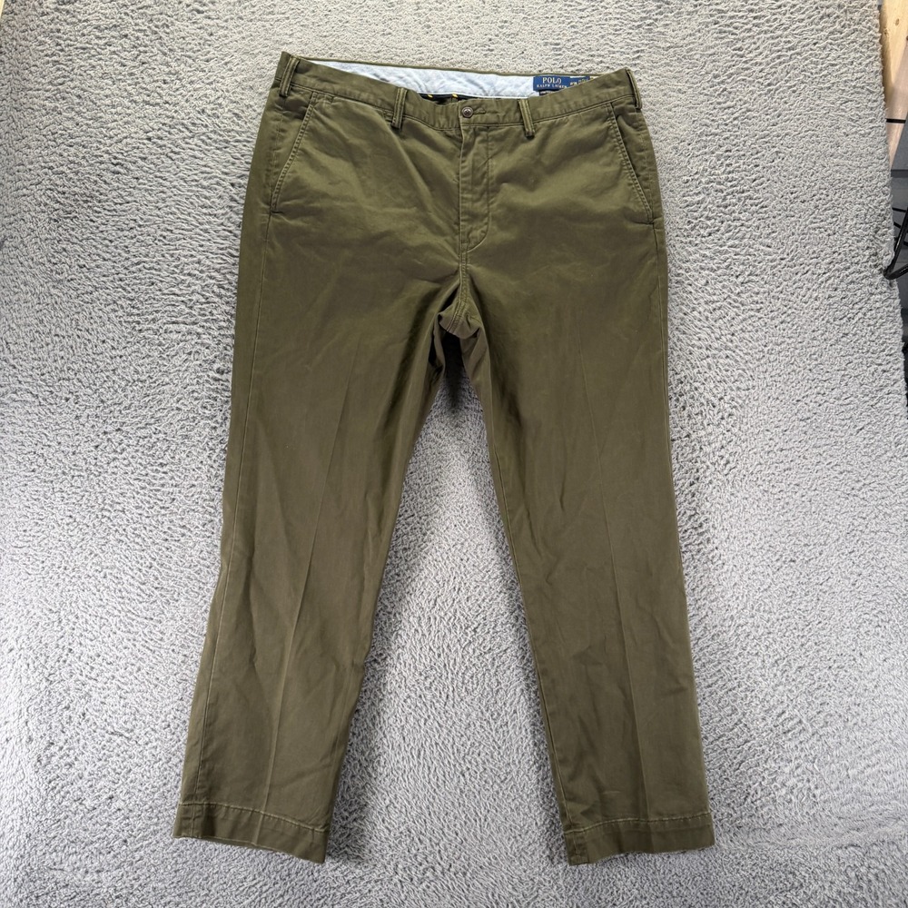 Polo Ralph Lauren Pant Mens 38x30 Green Cotton Chino Straight Business Stretch